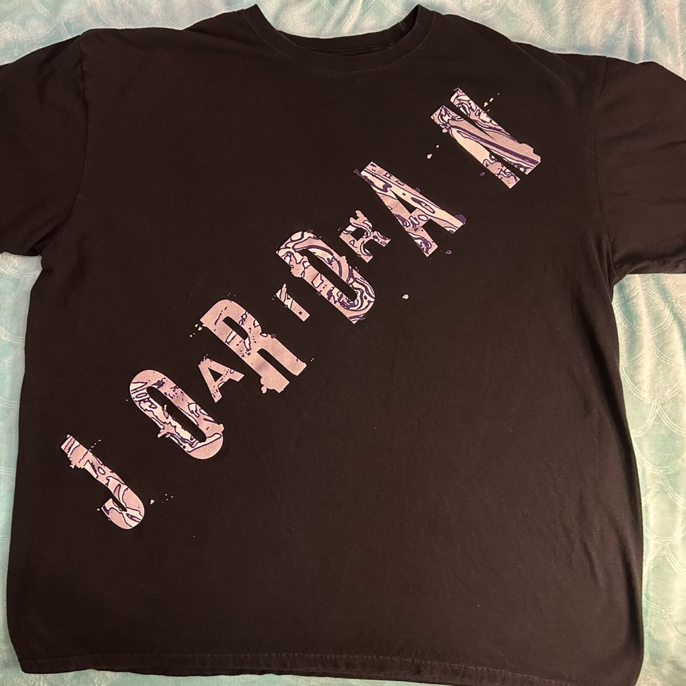 Men's Nike Air Jordan Jumpman T shirt Black and Grey Graphic Writing Size 2XL